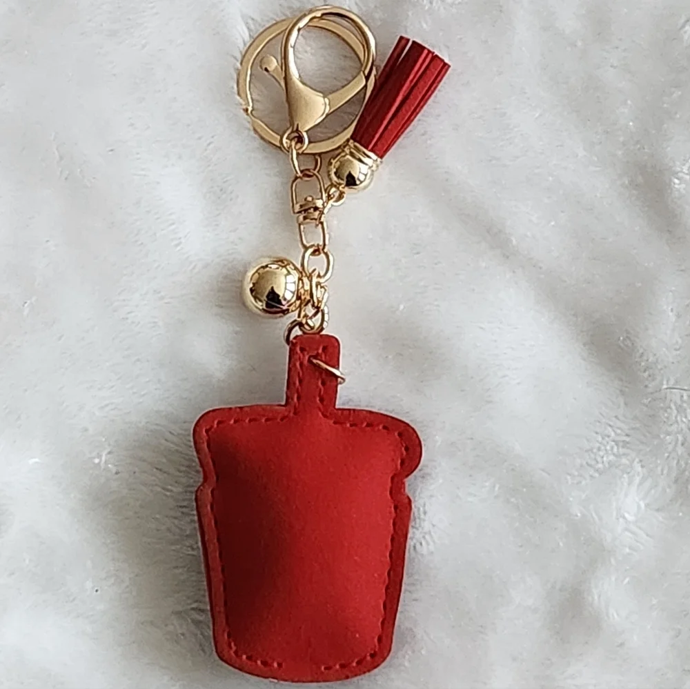 Soda Cup With Straw Rhinestone Keychain Bag Charm